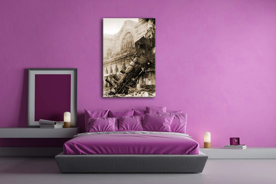 deyoli Unfall einer Dampflokomotive Format: 100x70 Effekt: Sepia als Leinwand, Motiv fertig gerahmt