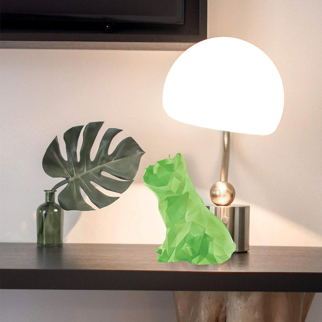 Candellana Kerze Bulldogge Low Poly | Höhe: 15 cm | Limette | Handgemacht in der EU 13 x 7,5 x 15 cm
