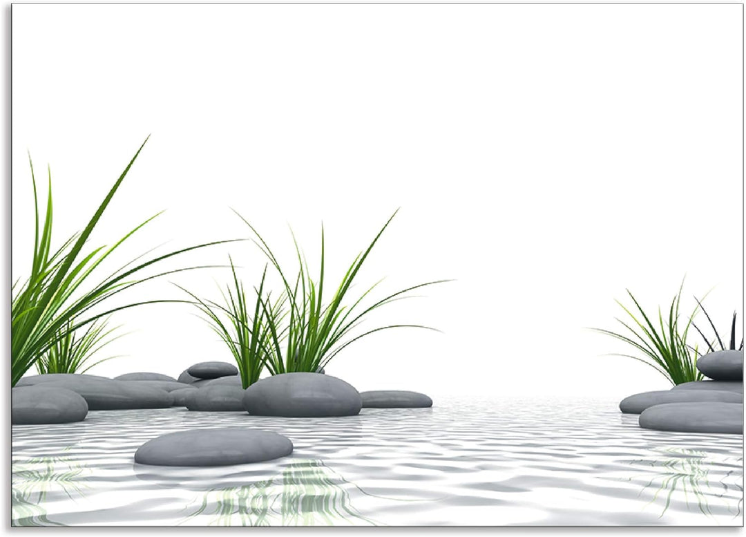 ARTland Spritzschutz Küche aus Alu für Herd Spüle 70x50 cm (BxH) Küchenrückwand mit Motiv Natur Zen