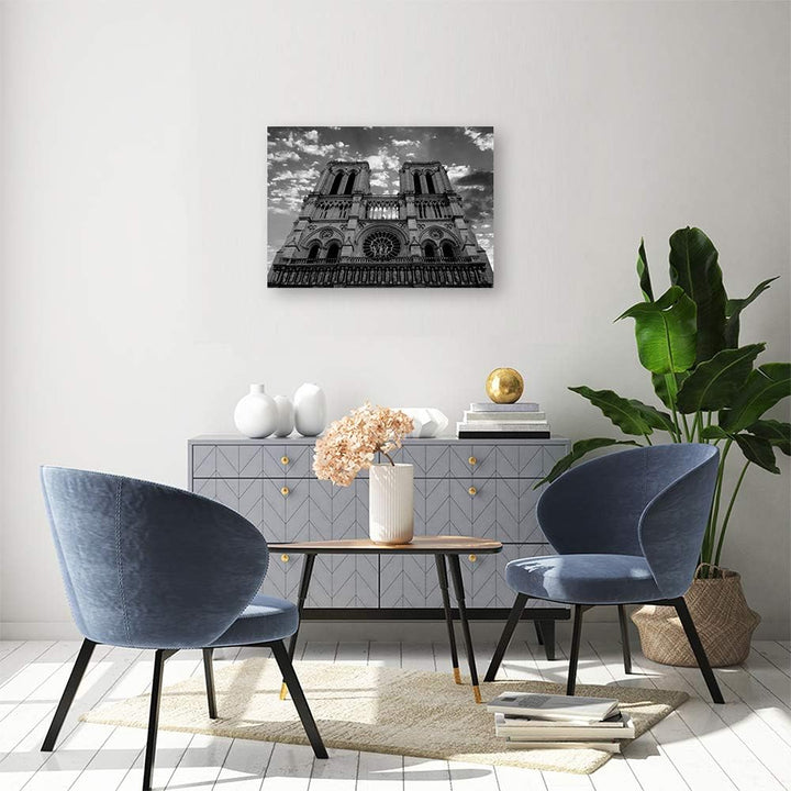 Feeby Deco Panel Kathedrale Notre-Dame Bild Kunstdruck modern schwarz-weiss 90x60 cm Deko paneel 90x