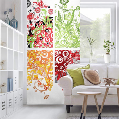 Bilderwelten Raumteiler Retro Flowers 250x120cm inkl. transparenter Halterung 250x120cm incl. transp