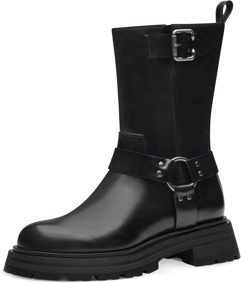 Tamaris Damen Biker Boots, Frauen Stiefeletten 36 EU Schwarz, 36 EU Schwarz