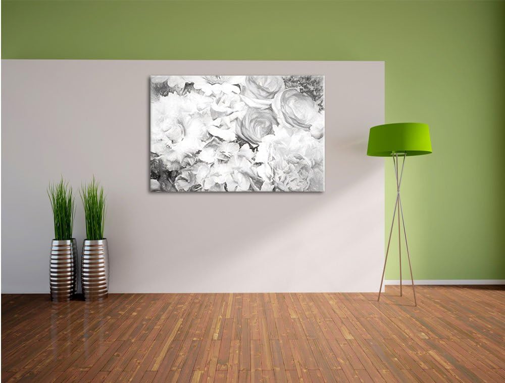 Pixxprint prachtvoller Blumenstrauss Kunst / 100x70cm Leinwandbild bespannt auf Holzrahmen/Wandbild