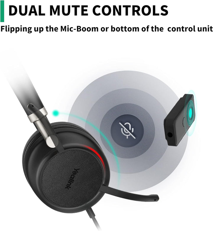 Yealink USB Headset UH38,Microsoft Teams Zertifizierte Stereo Kopfhörer mit Noise Cancelling Mikrofo