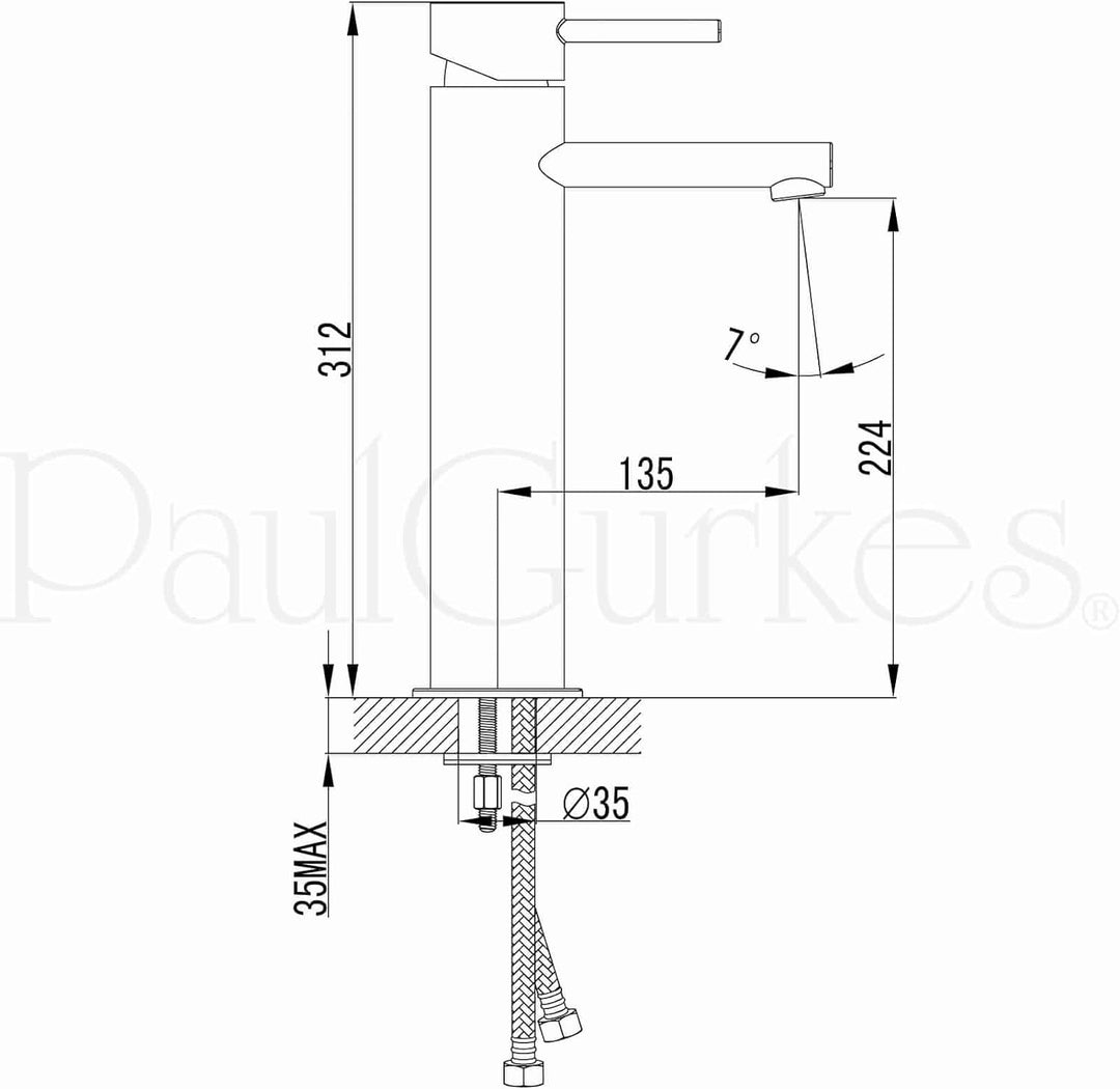 PaulGurkes Waschschalenarmatur oval Waschtischbatterie