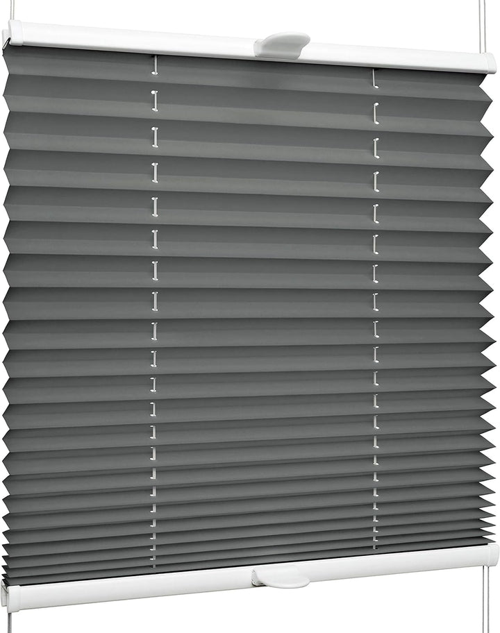 SchattenFreude Klemmfix-Plissee für Fenster | Mit Klemm-Haltern | Ohne Bohren | Anthrazit, Breite: 1