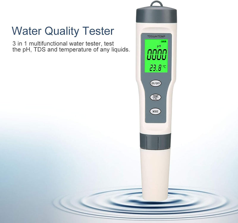 Haofy 3-in-1-Wassertester-TDS-Messgerät, digitales TDS- und PH- und Temperaturmessgerät für Trinkwas