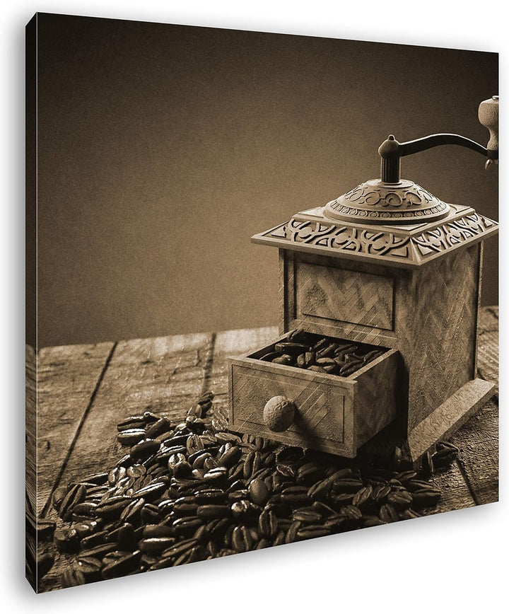 deyoli antike Kaffeemühle Format: 60x60 Effekt: Sepia als Leinwandbild, Motiv fertig gerahmt auf Ech