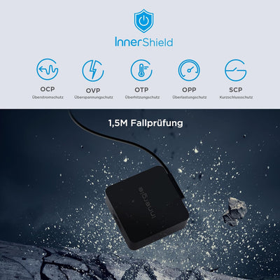 Innergie C10 Lite 100W USB-C PD3.0 Universal Netzteil Ladegerät mit Typ C Kabel, 100W Fast Charge Ko