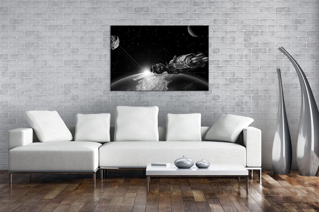 deyoli Raumschiff auf Entdeckungsreise Format: 80x60 Effekt: Schwarz&Weiss als Leinwandbild, Motiv f