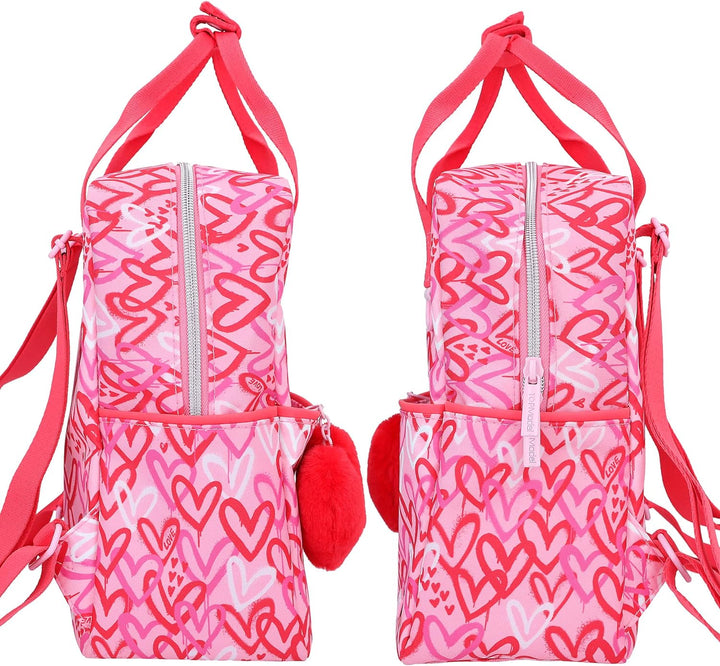 Depesche 12232 TOPModel One Love-Rucksack für Kinder in Rot und Rosa, mit Plüschherz, Tasche mit ver