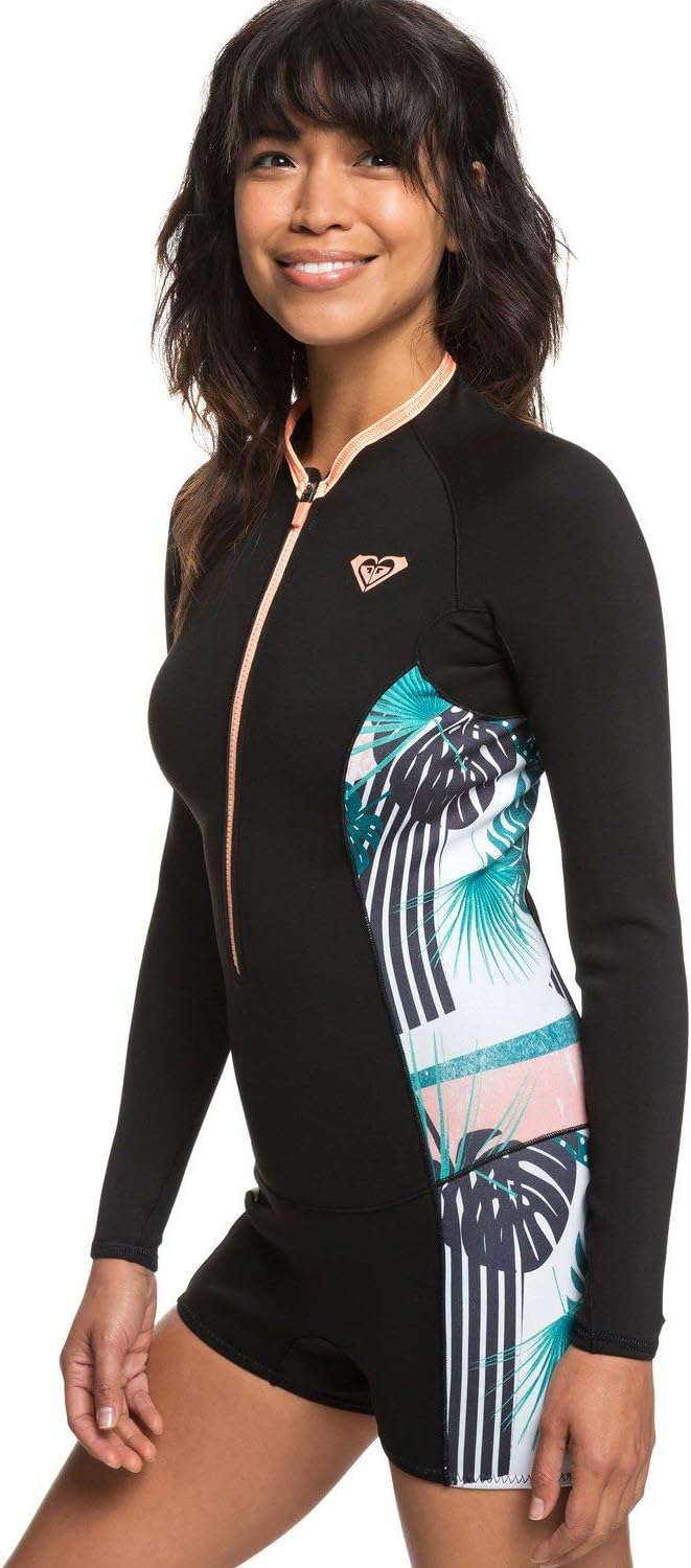 Roxy 1,5 mm Pop Surf Long Sleeve Spring Shorty Neoprenanzug Schwarz - Leicht