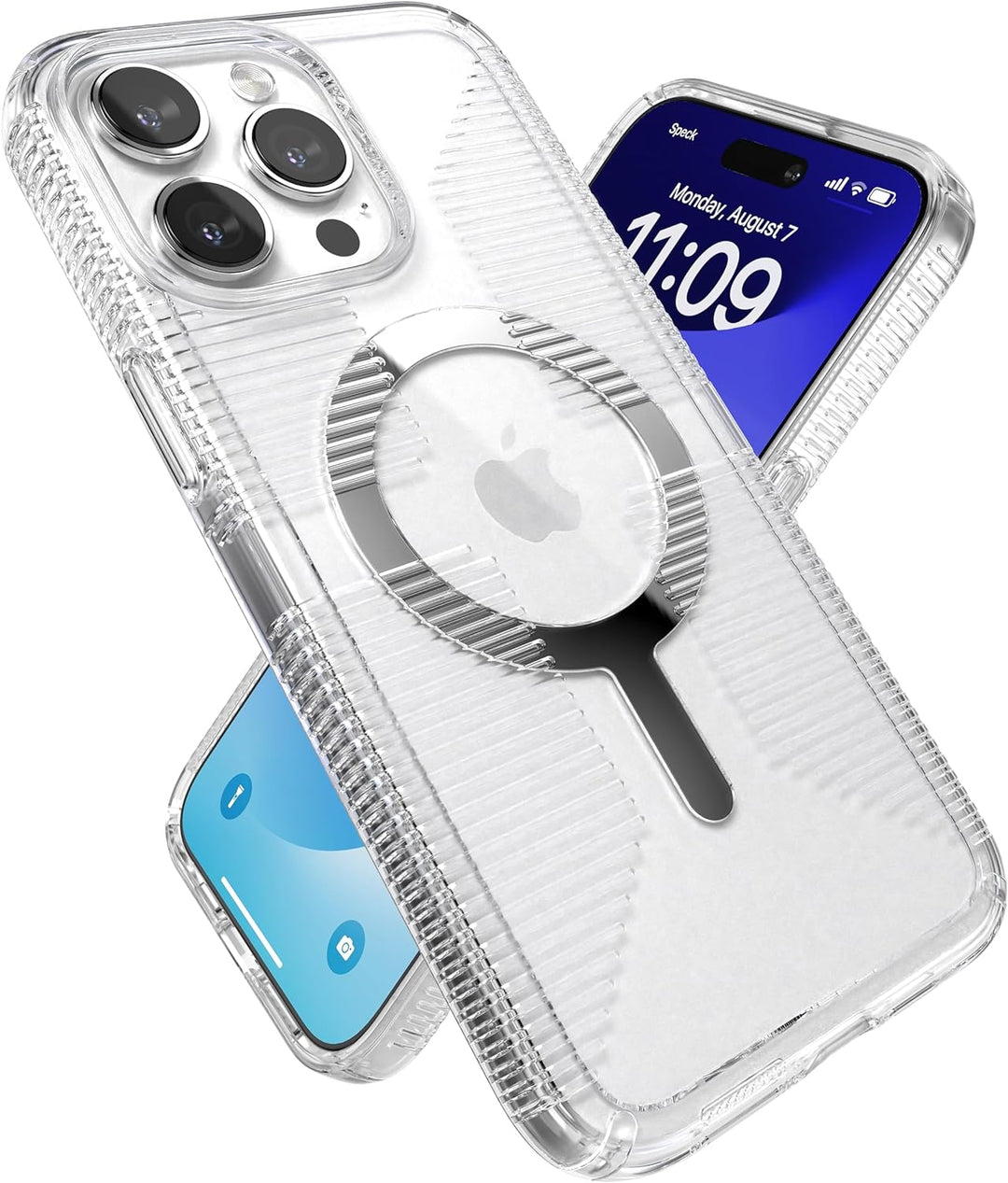 Speck Transparente Schutzhülle für iPhone 15 Pro Max – Schlank, gebaut für MagSafe, Fallschutzgriff