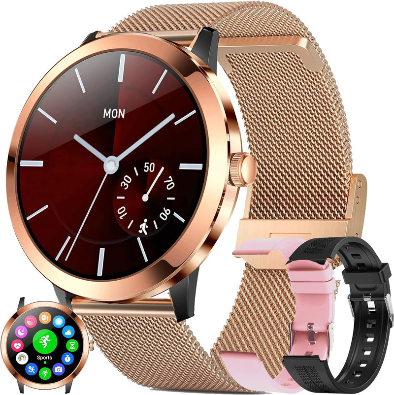 Smartwatch Damen, 1.32 Zoll HD Voll Touchscreen Fitness Tracker, IP68 Wasserdicht Fitnessuhr mit Pul