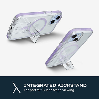 Tech21 Evo Crystal Kick Hülle für iPhone 15 - Kompatibel mit MagSafe - Aufprallschutz Hülle - Lila F