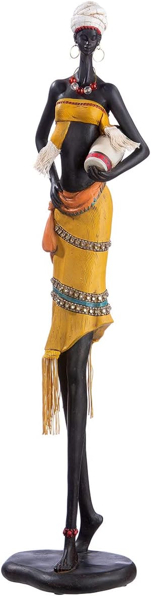 GILDE grosse Moderne Dekofigur Skulptur Afrikanerin XXL - afrikanische Deko aus Kunstharz - Afrika S