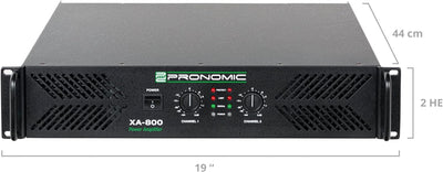 Pronomic XA-800 Endstufe - Stereo-Leistungsverstärker mit 2x 1900 Watt an 2 Ohm - Lüfter automatisch