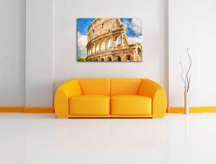 Pixxprint Kolosseum in Rom als Leinwandbild/Grösse: 100x70 / Wandbild/Kunstdruck/fertig bespannt, 10