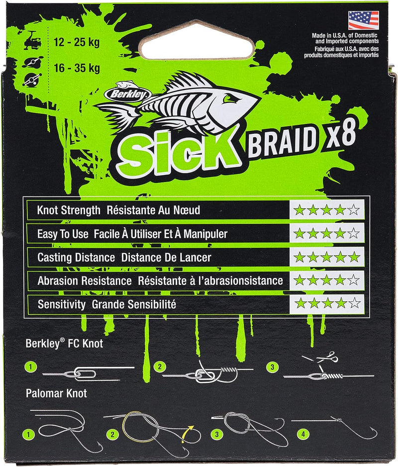 Berkley Sick Braid – 8-fach geflochtene Angelschnur, super glattes 8-fach Multifaden PE Raubfischgef