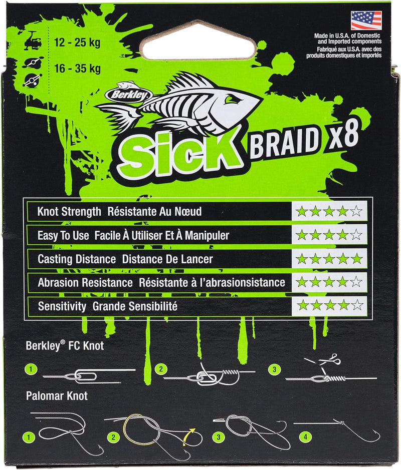 Berkley Sick Braid – 8-fach geflochtene Angelschnur, super glattes 8-fach Multifaden PE Raubfischgef