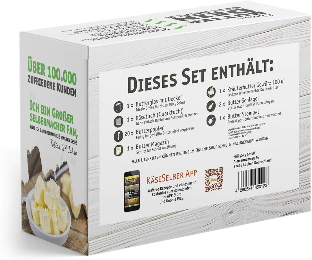 Butter und Buttermilch selber Machen - Set (inkl. Schritt für Schritt Anleitung)
