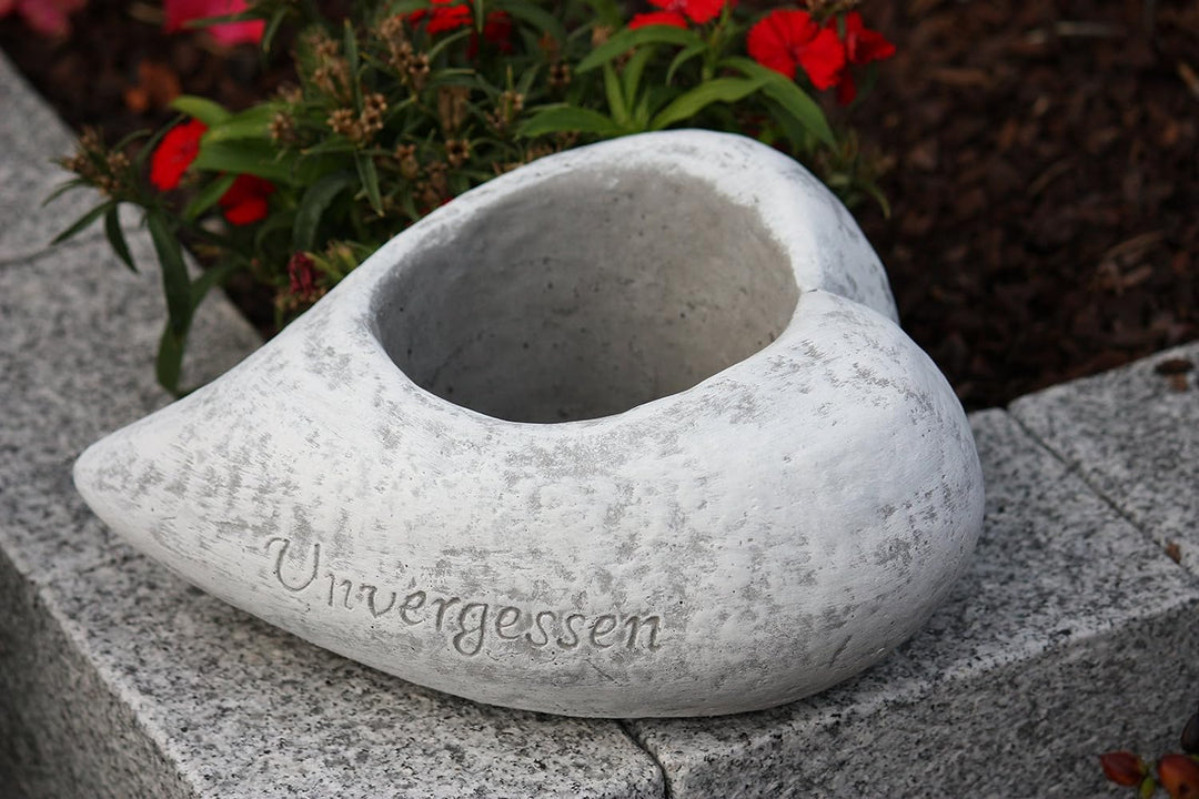 Grabschmuck Pflanzschale Herz Unvergessen, Frost- und wetterfest, massiver Steinguss