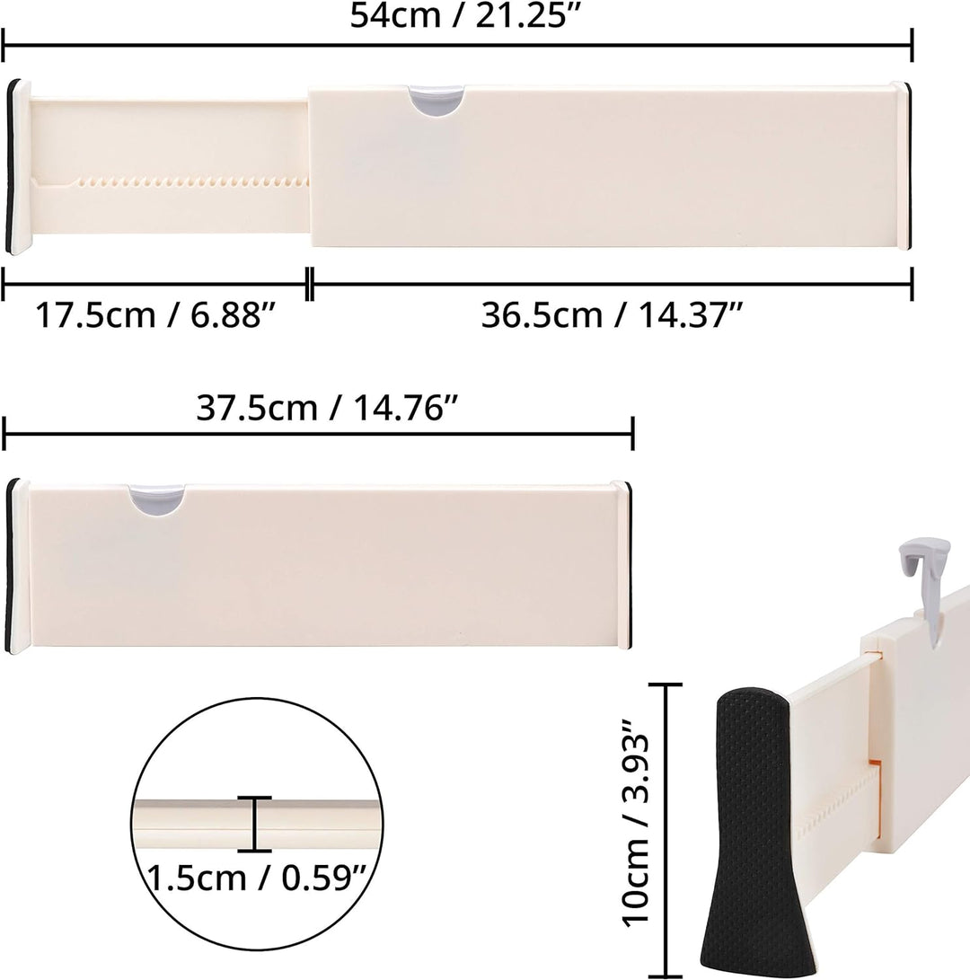Kurtzy 4Stk Schubladenteiler Verstellbar Sortiersystem Schublade Kunststoff – 37,5 x 10 cm Schublade