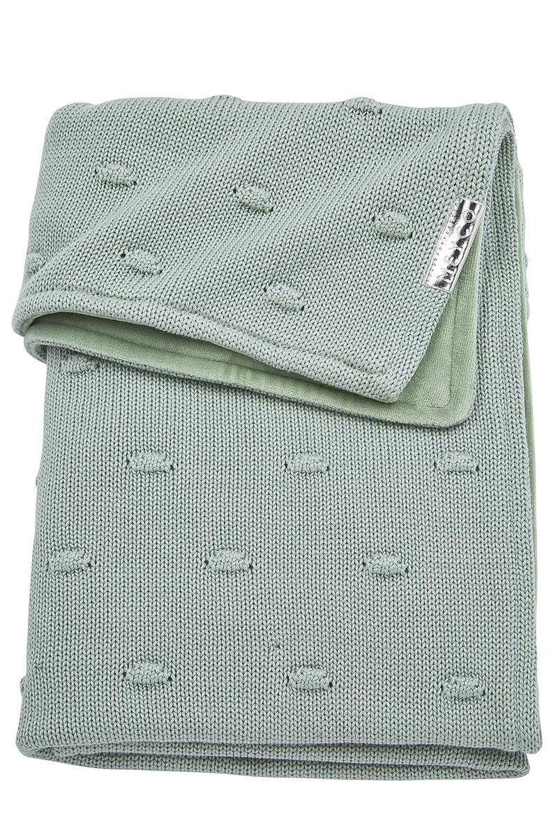 Meyco 2734053 Babydecke Winter gestrickt mit Velvet und Knoten 75x100 cm, Stone Green Stone Green 75