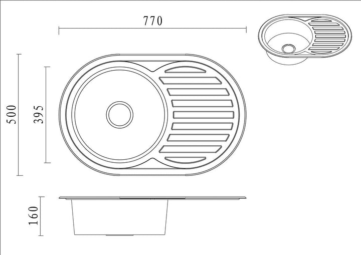 VBChome Einbauspüle 77x50 Satinstruktur ab 45er Unterschrank Edelstahl Küchenspüle Spüle Ablagefläch