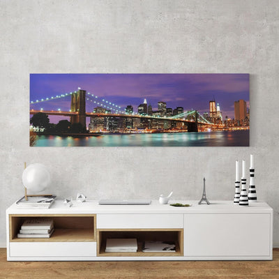 Bilderwelten Leinwandbild - Brooklyn Bridge in New York City - Panorama Quer, 40cm x 120cm, 40cm x 1