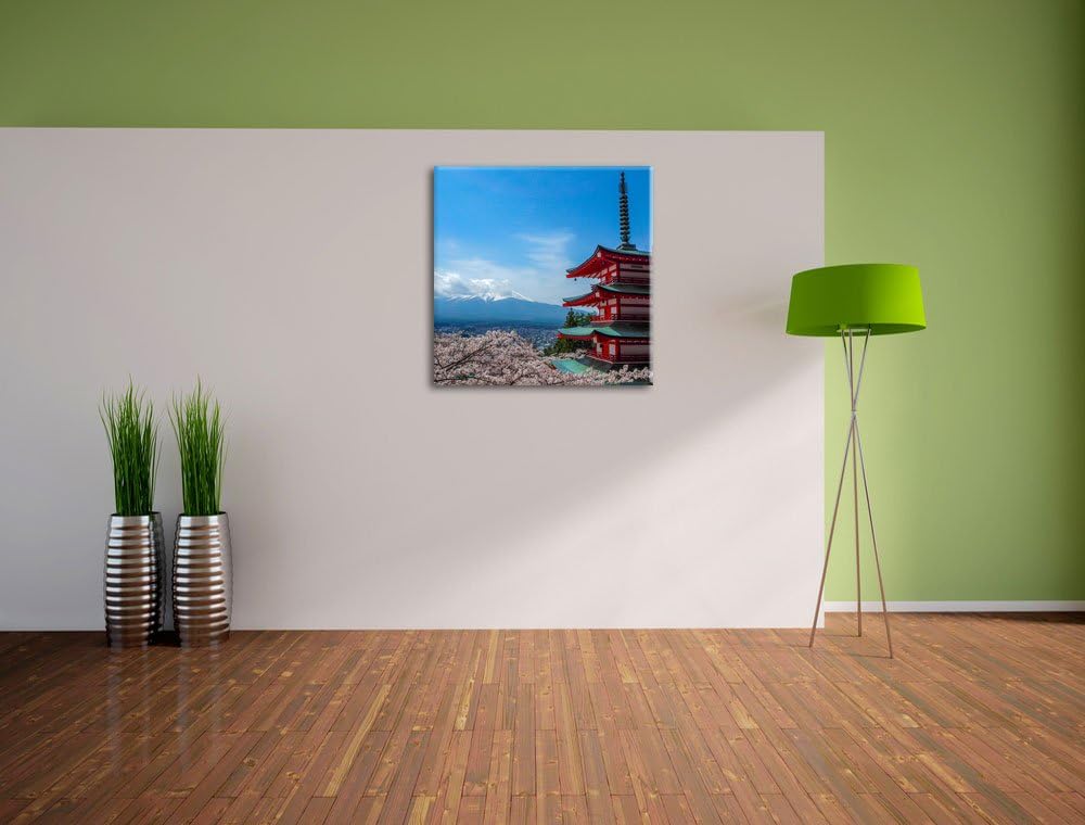 Japanisches Gebäude, Format: 70x70 auf Leinwand, XXL riesige Bilder fertig gerahmt mit Keilrahmen, K