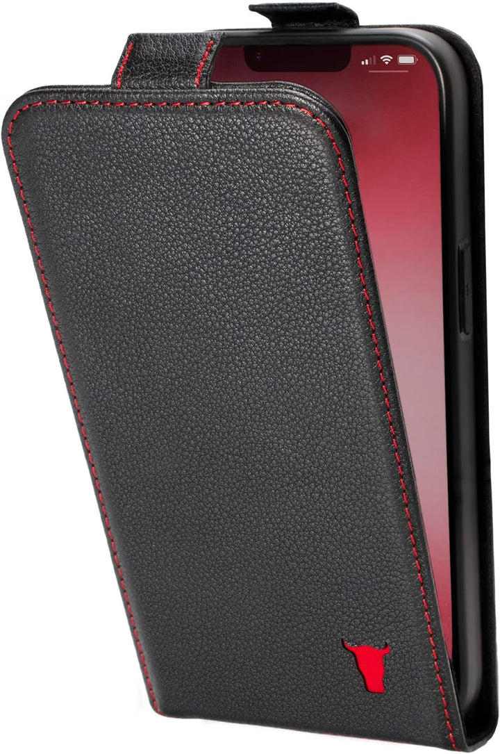 TORRO Leder Klapphülle kompatibel mit iPhone 14 - Echtes Leder MagSafe kompatible Handyhülle mit Kar