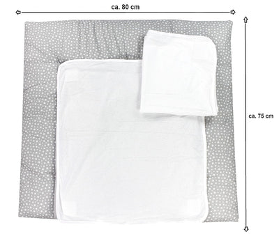 TupTam Wickelauflage inkl. 2 Frotteebezüge Modell MAR02579, Farbe: Sternbild Weiss/Grau, Grösse: 75
