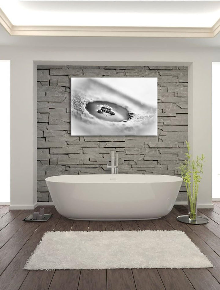 Pixxprint Wassertropfen im Schaum / 100x70cm Leinwandbild bespannt auf Holzrahmen/Wandbild Kunstdruc