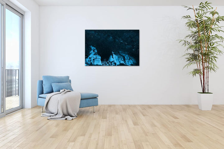 deyoli Sternenhimmel im Grand Canyon Format: 80x60 Effekt: Monocrome Blau als Leinwand, Motiv fertig