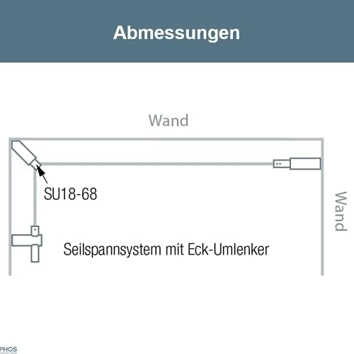 PHOS Design, SU18-68, Seilumlenker für Seilspannsystem aus Edelstahl Vollmaterial, matt geschliffen,