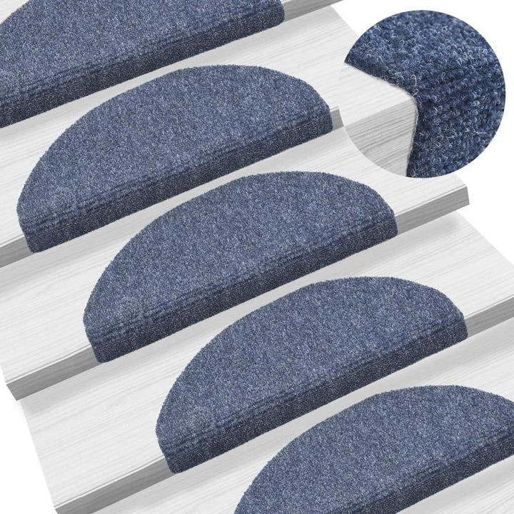 homiuse 15-TLG Selbstklebende Treppenmatten Nadelvlies 65x21x4 cm Blau Treppenstufen Matten Modern S