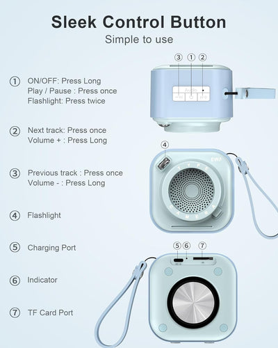 EWA Kabelloser Mini-Bluetooth-Lautsprecher mit Umhängeband, mit Bass-Radiator, einzigartiger Kamera-