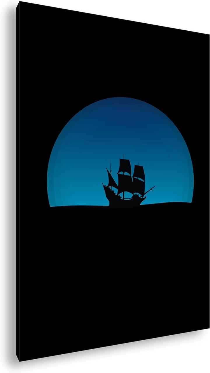 deyoli düsteres Segelschiff Format: 80x60 als Leinwandbild, Motiv fertig gerahmt auf Echtholzrahmen,