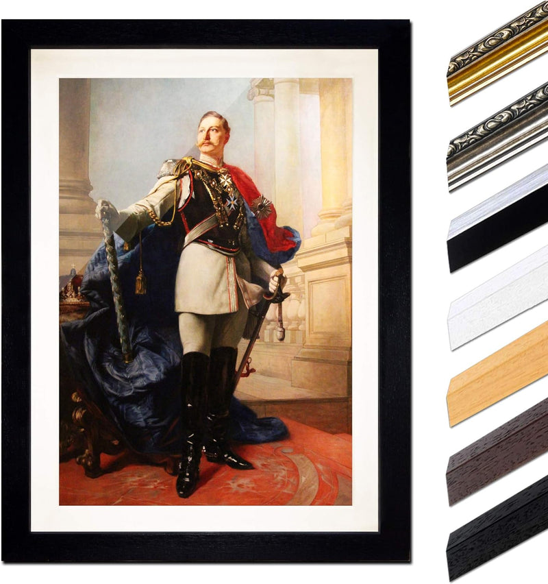 Bild mit Rahmen - Kaiser Wilhelm II. 60x80 cm ca. A1 - Gerahmter Kunstdruck inkl. Galerie Passeparto