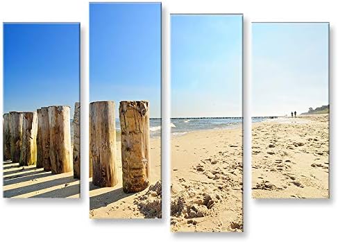 islandburner Bild Bilder auf Leinwand Ostsee Strand 4er XXL Poster Leinwandbild Wandbild Dekoartikel