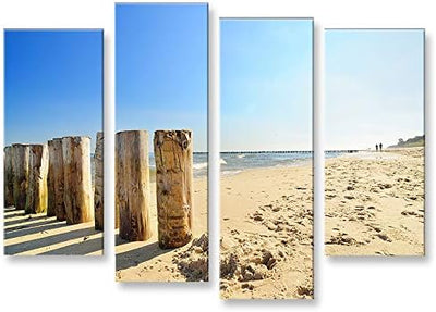 islandburner Bild Bilder auf Leinwand Ostsee Strand 4er XXL Poster Leinwandbild Wandbild Dekoartikel