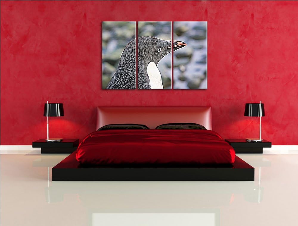 niedlicher Adeliepinguin NewArt 3-Teiler Leinwandbild 120x80 Bild auf Leinwand, XXL riesige Bilder f