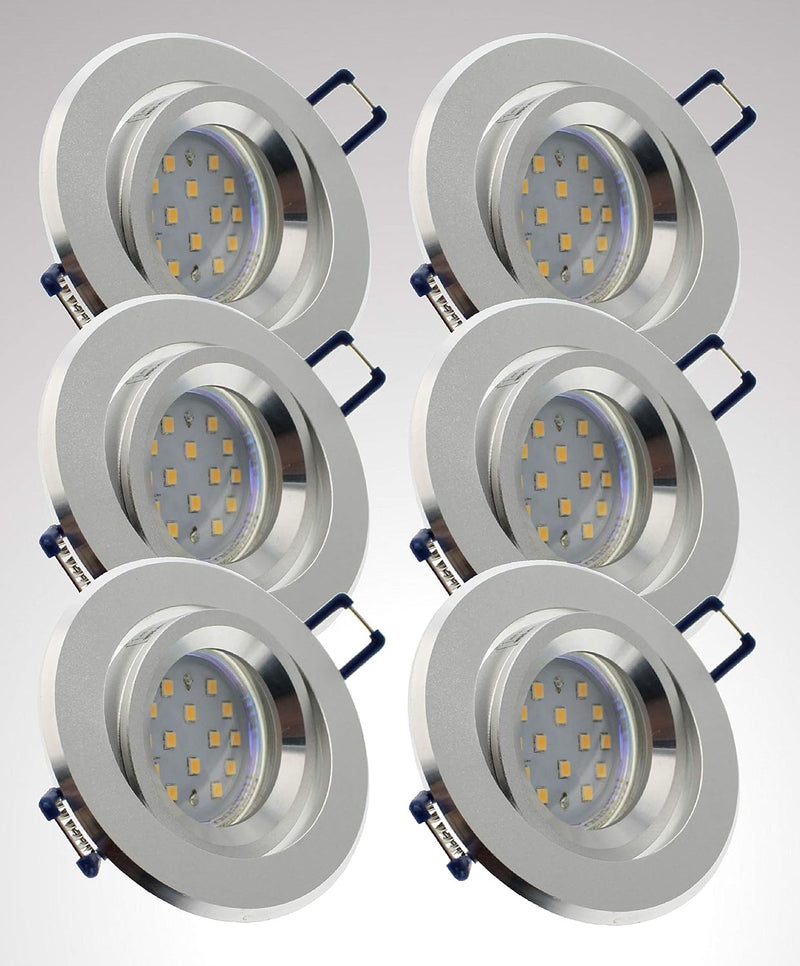 Trango 6er Set LED Einbauleuchten 6737R-06MO Einbaustrahler I Spots aus rostfreiem Aluminium incl. 6