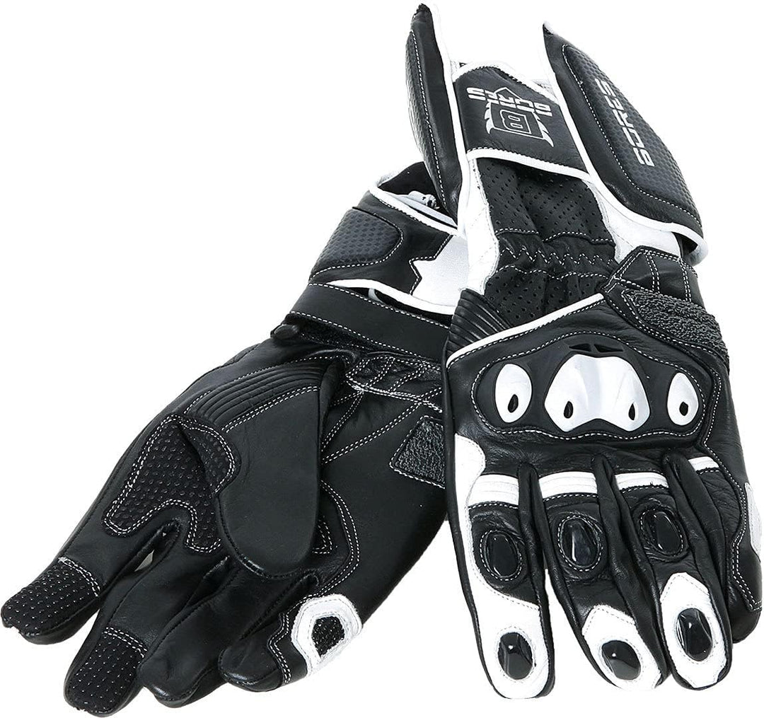 Bores Race Motorradhandschuhe, Rindsleder, Schwarz-Weiss, Grösse 9