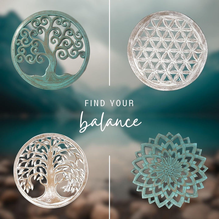 Trintura Wandbild Baum des Lebens Mandala Pohon Ulir 60cm (white) Lebensbaum Geschenkidee Wanddeko W