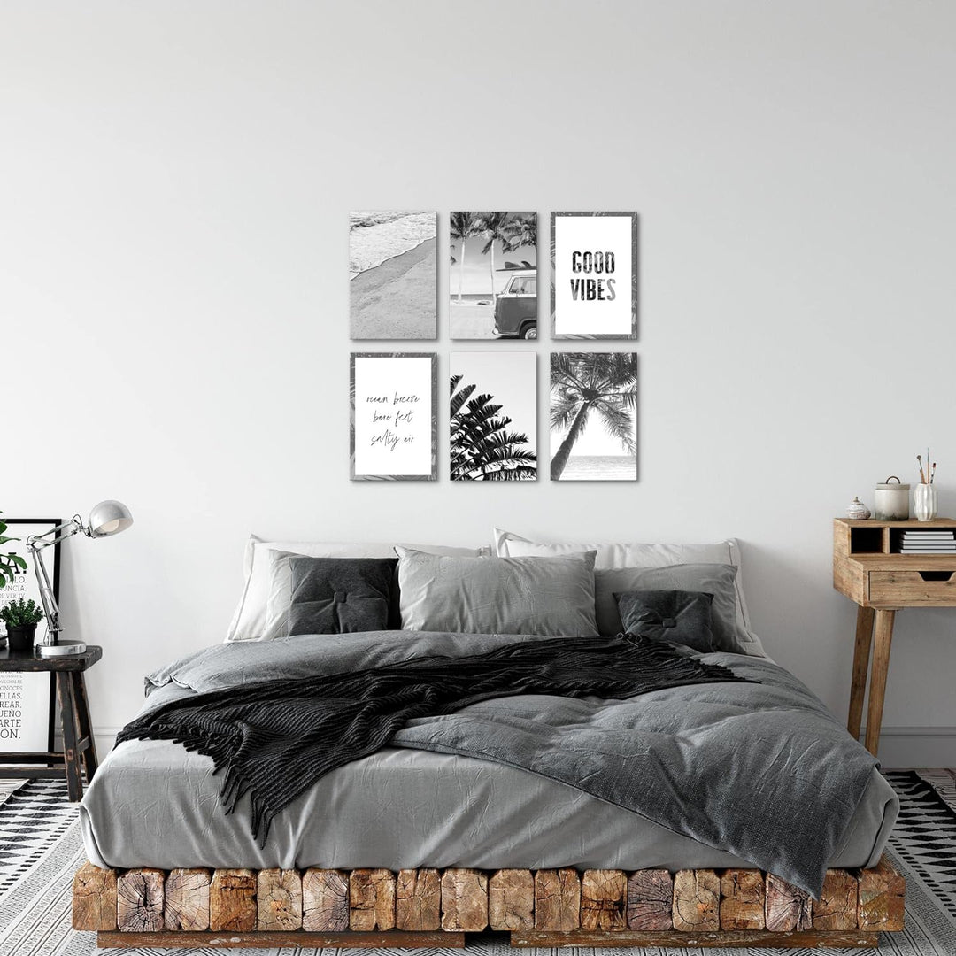 Novart Wandbilder Set - KOMPLETT AUFHÄNGFERTIG - Made in Germany - Moderne Bilder Strand Wohnzimmer