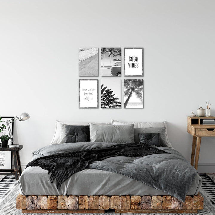 Novart Wandbilder Set - KOMPLETT AUFHÄNGFERTIG - Made in Germany - Moderne Bilder Strand Wohnzimmer