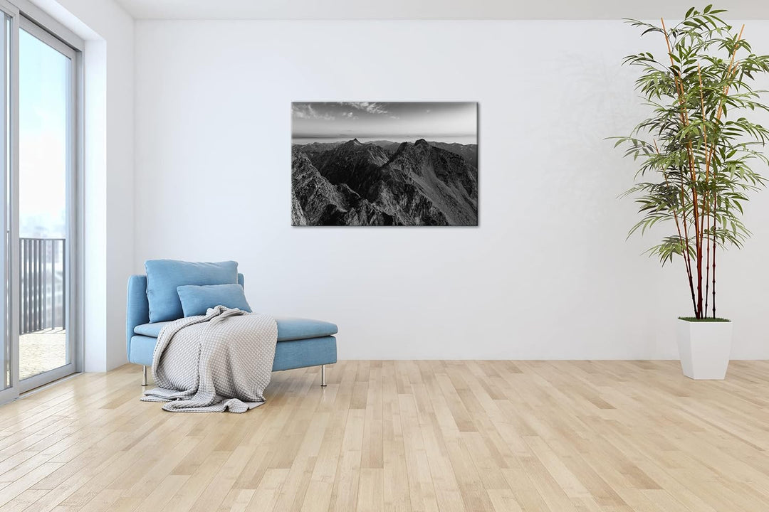 deyoli Die Japanischen Alpen Effekt: Schwarz&Weiss Format: 80x60 als Leinwandbild, Motiv fertig gera