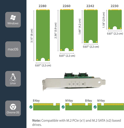 StarTech.com 3 Port M.2 SSD (NGFF) Adapterkarte - 1x PCIe (NVMe) M.2, 2x SATA III M.2 - PCIe 3.0 - P